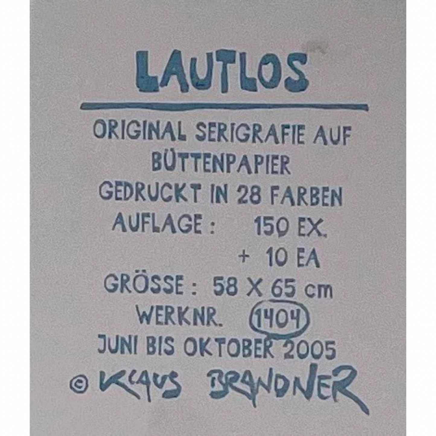 Klaus Brandner - „Lautlos“ - Lithografie