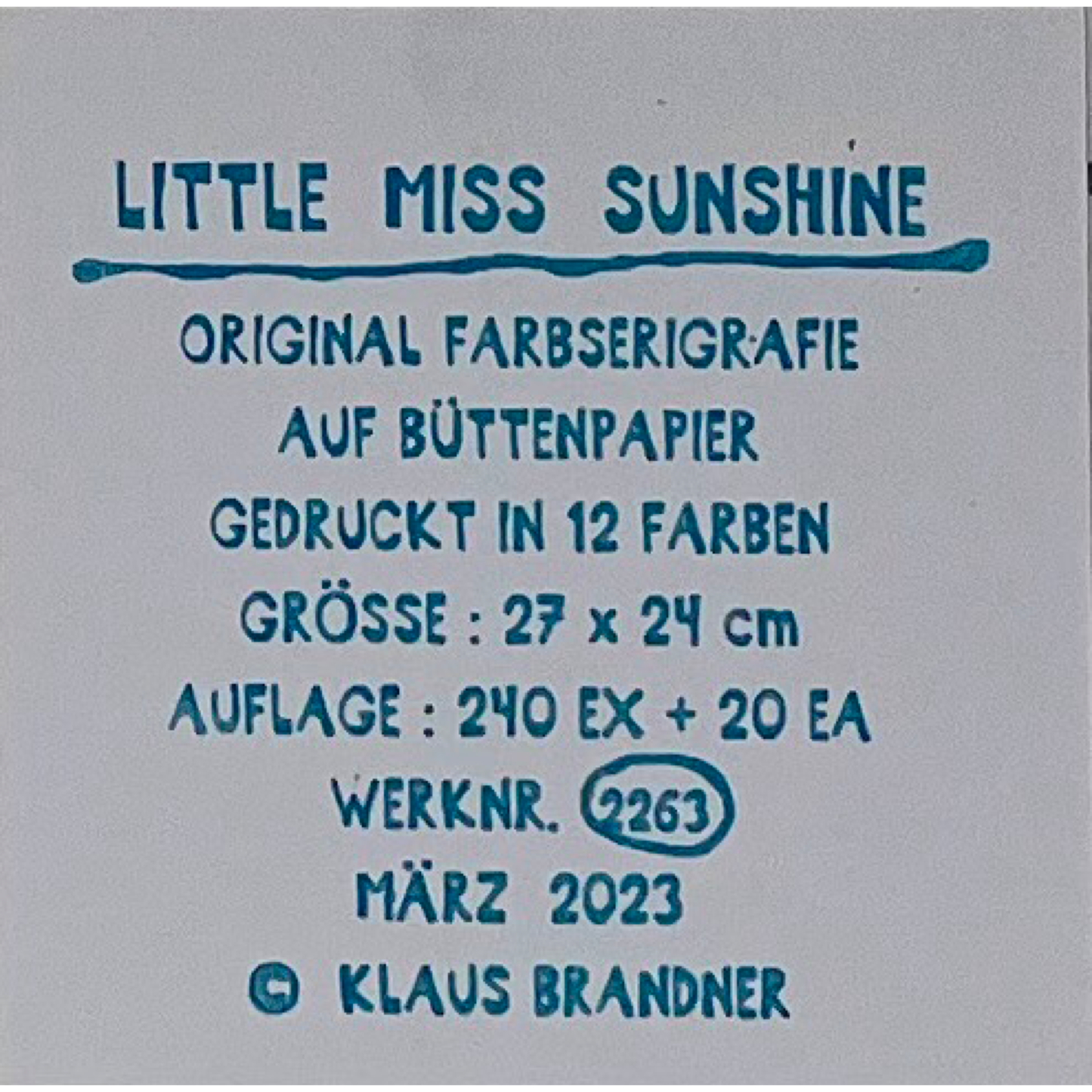 Klaus Brandner - „Little Miss Sunshine“ - Lithografie