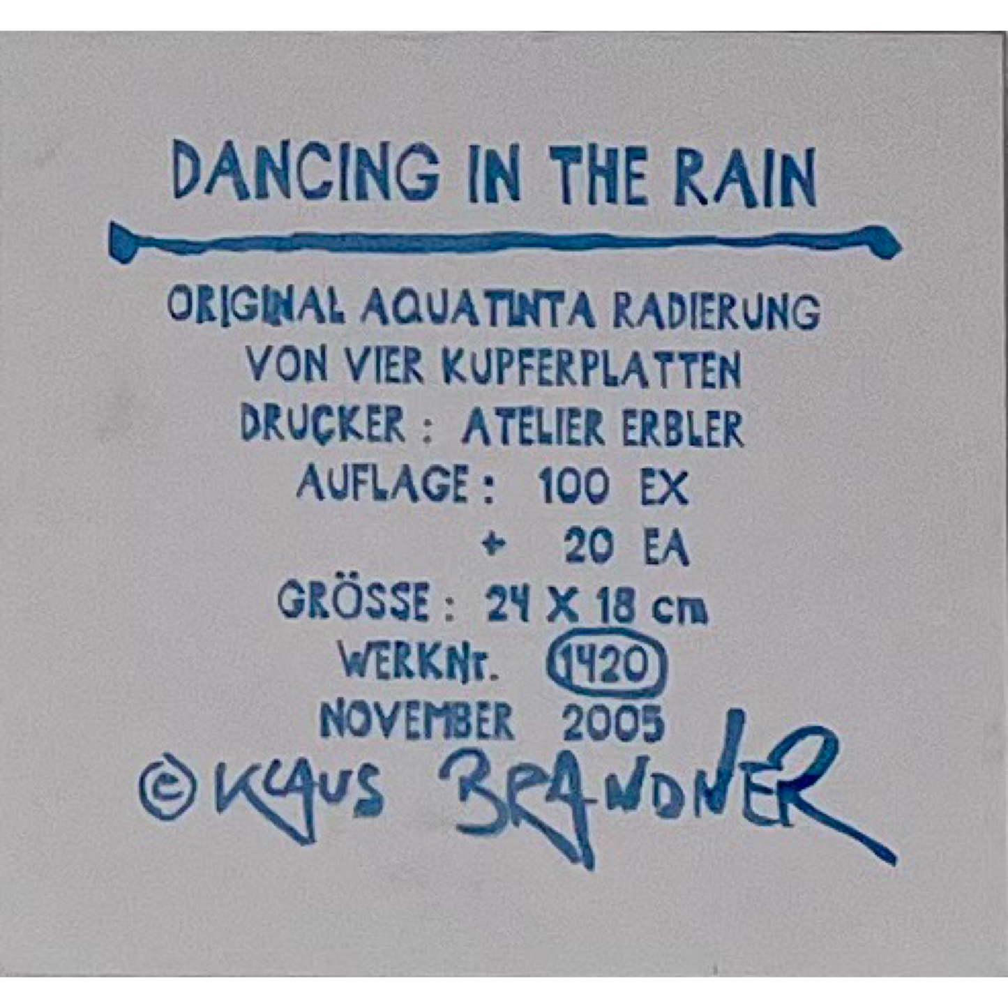 Klaus Brandner -„Dancing in the rain“ - Lithografie