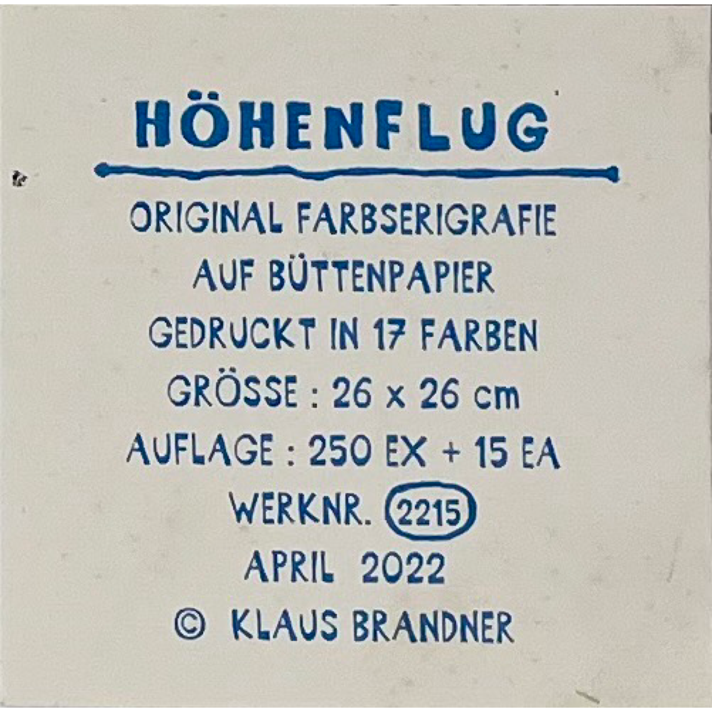 Klaus Brandner- „Höhenflug“ - Lithografie