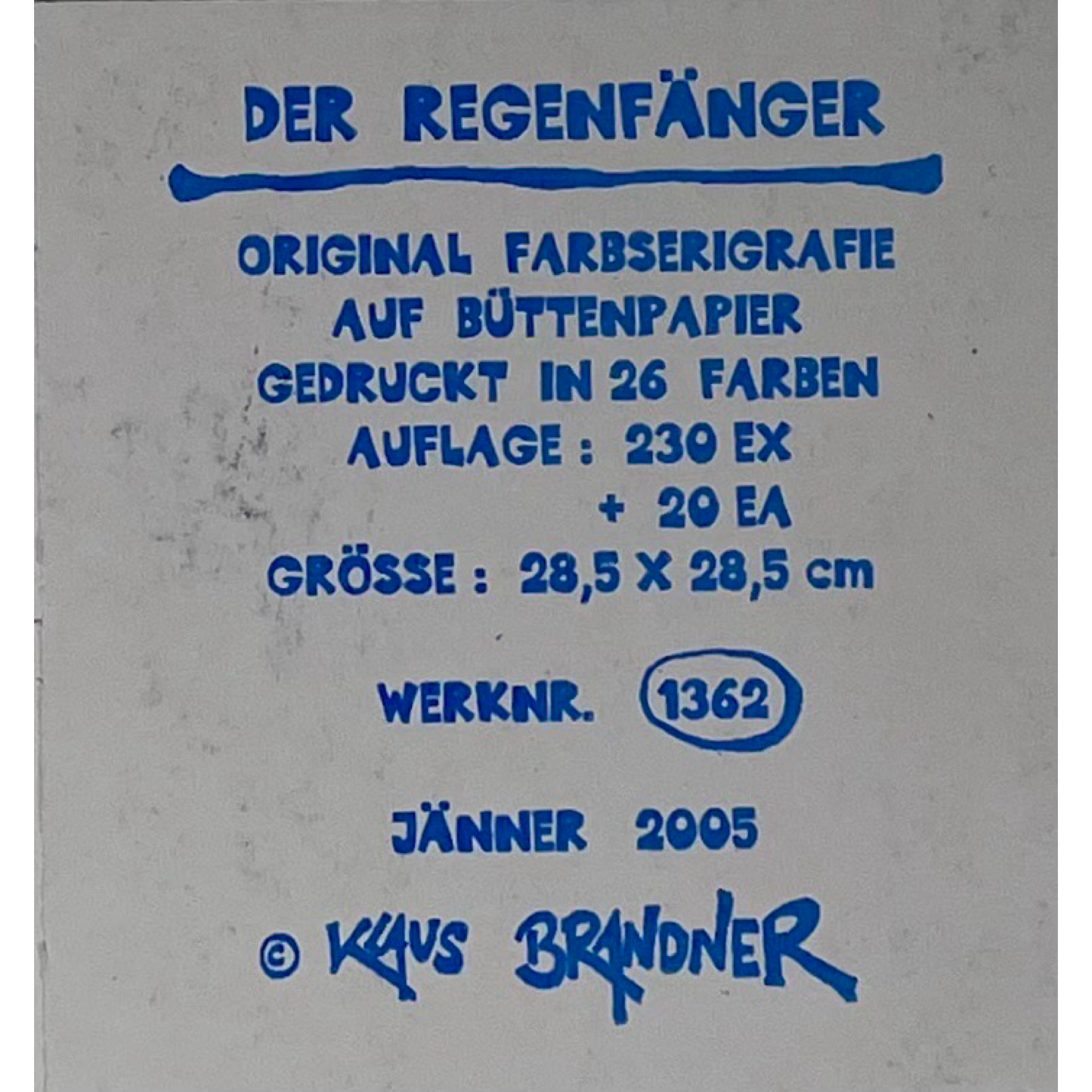 Klaus Brandner -„Regenfänger“ - Lithografie