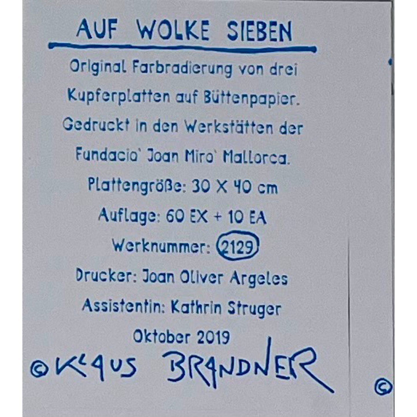Klaus Brandner - „Auf Wolke Sieben“ - Lithografie