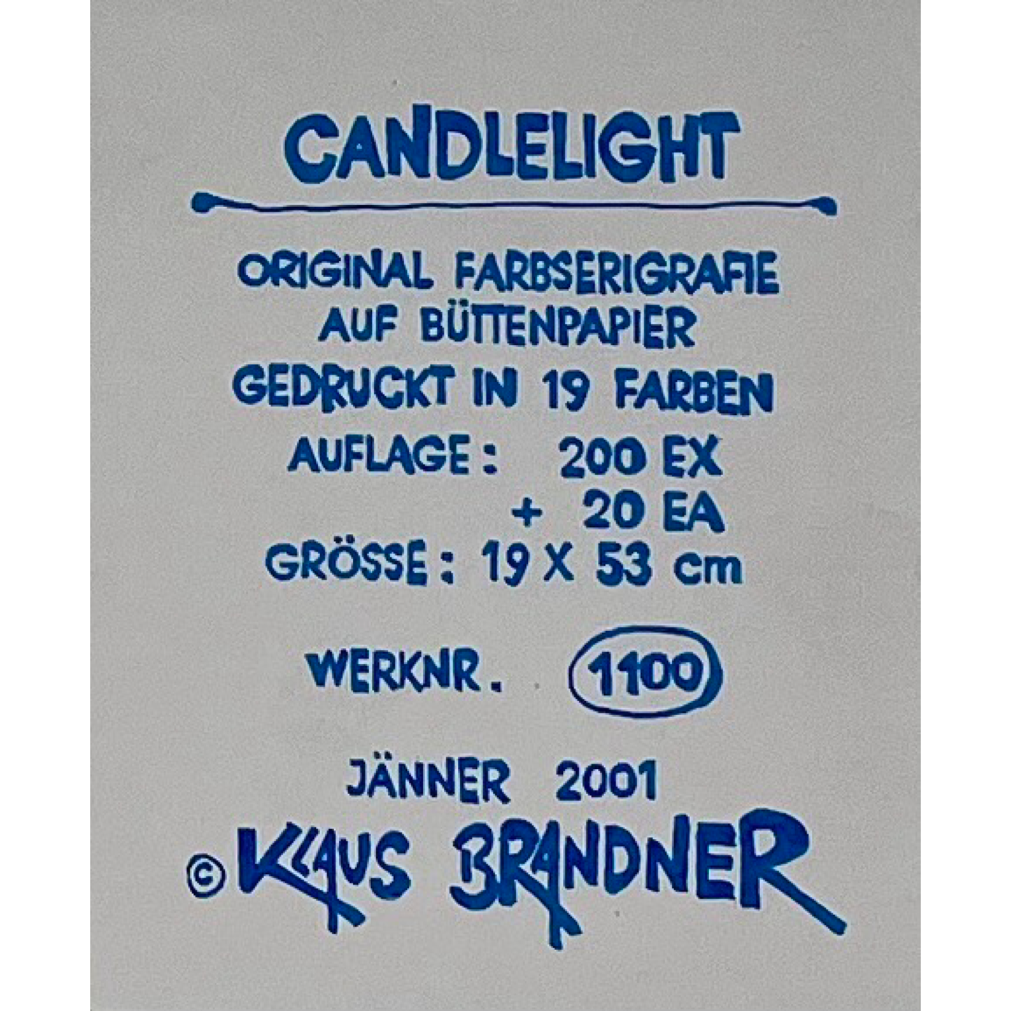 Klaus Brandner -„Candlelight“ - Lithografie