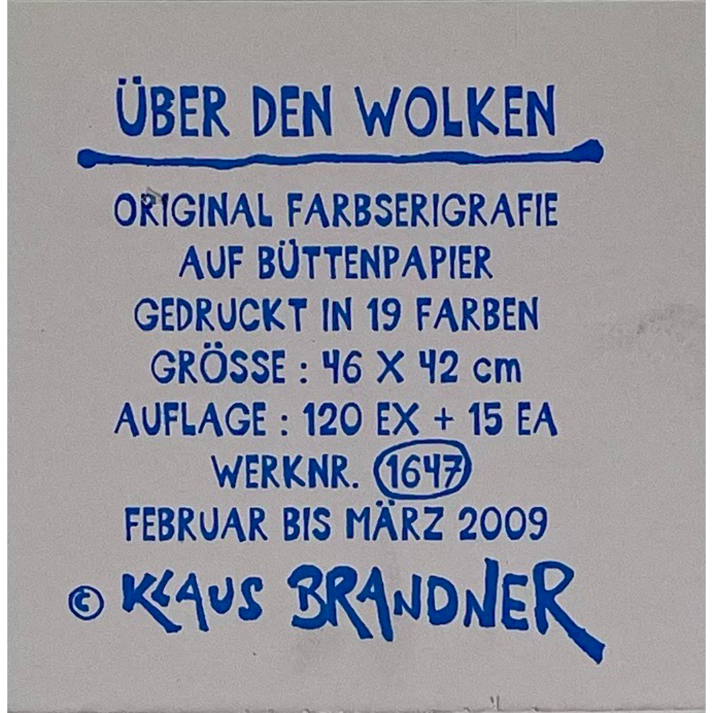 Klaus Brandner -„Über den Wolken“ - Lithografie
