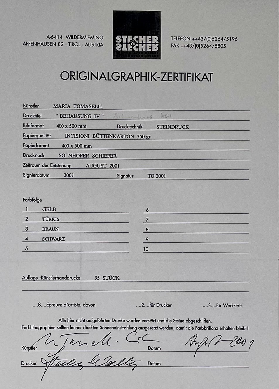 Maria Tomaselli - „Behausung IV“ - Lithografie