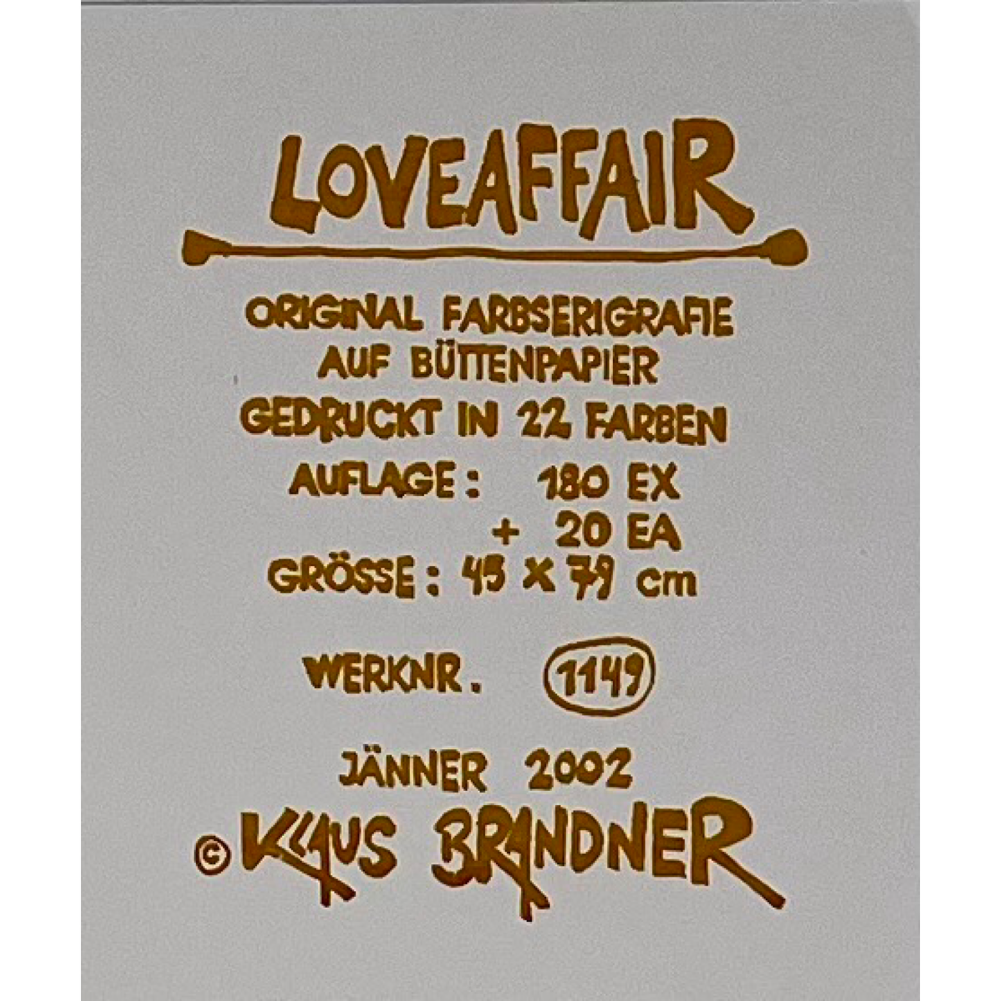 Klaus Brandner - „Love Affair“ - Lithografie