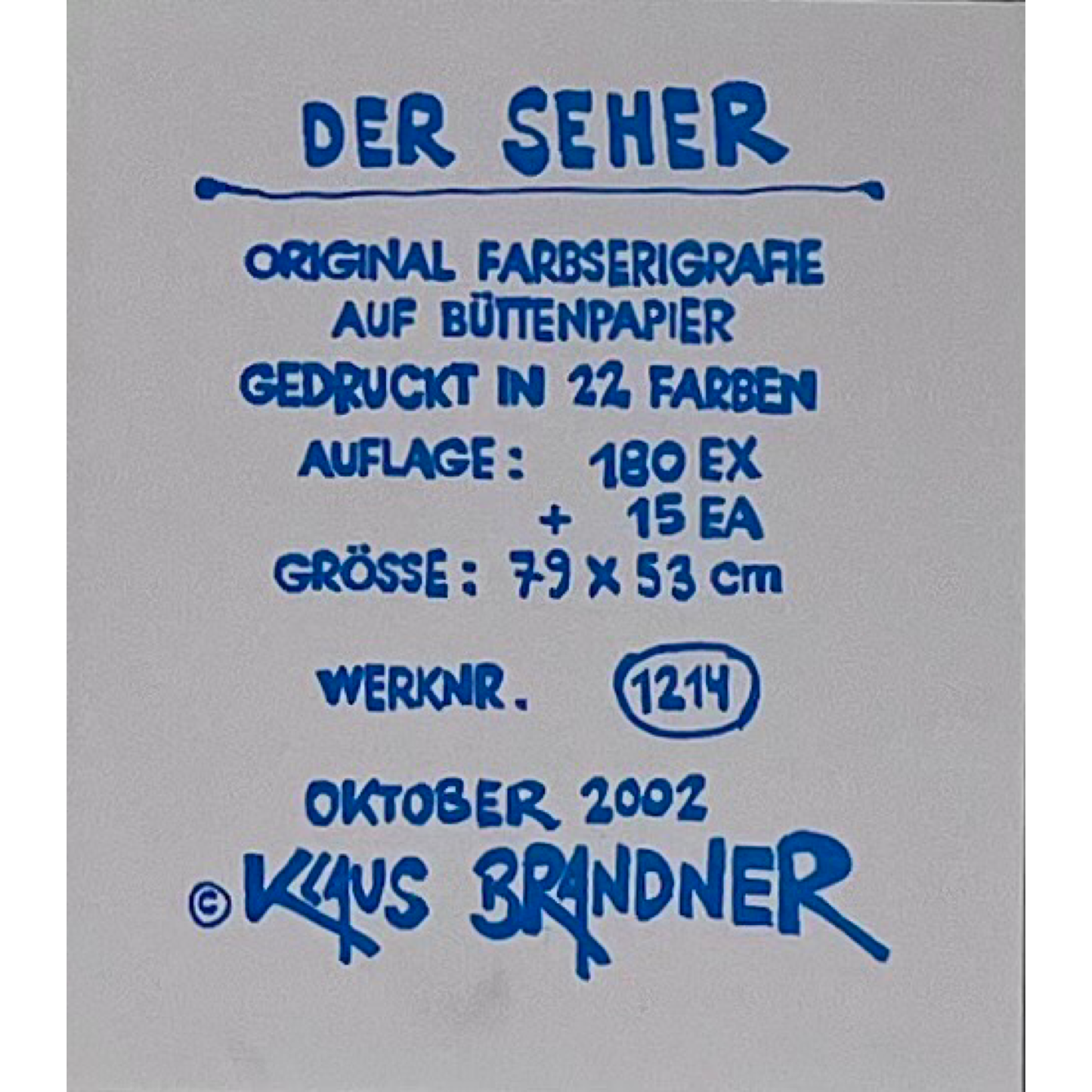 Klaus Brandner - „Der Seher“ - Lithografie
